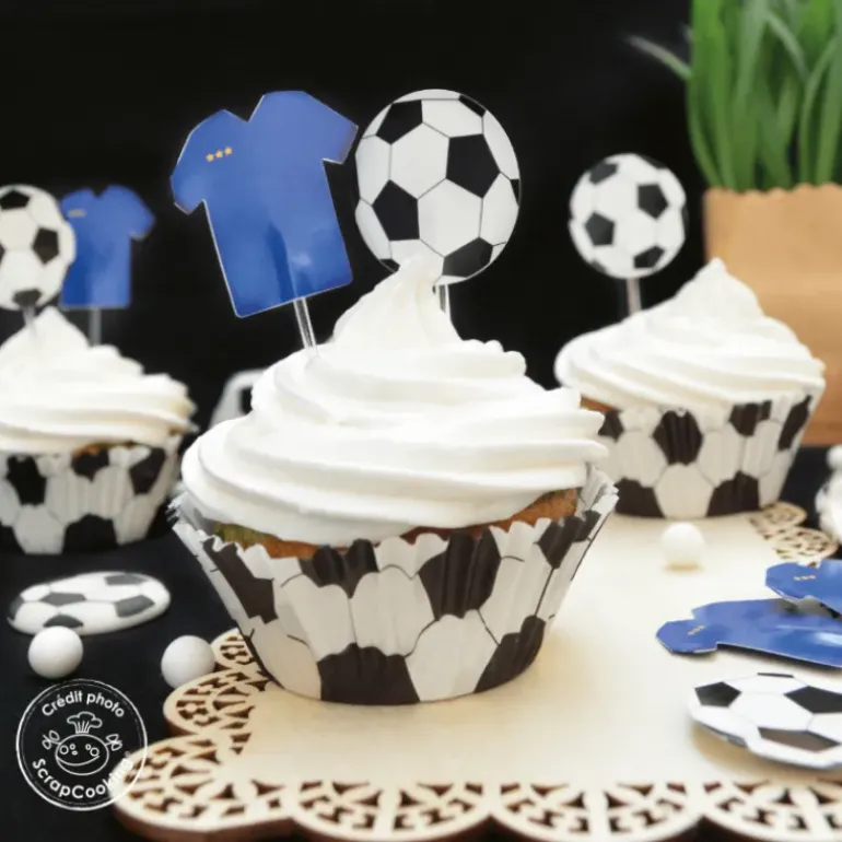24 Caissettes Cupcakes + 24 Cake Toppers Football Scrapcooking