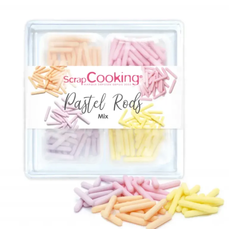 4 Décors en Sucre Pastel Rods 60 g Scrapcooking