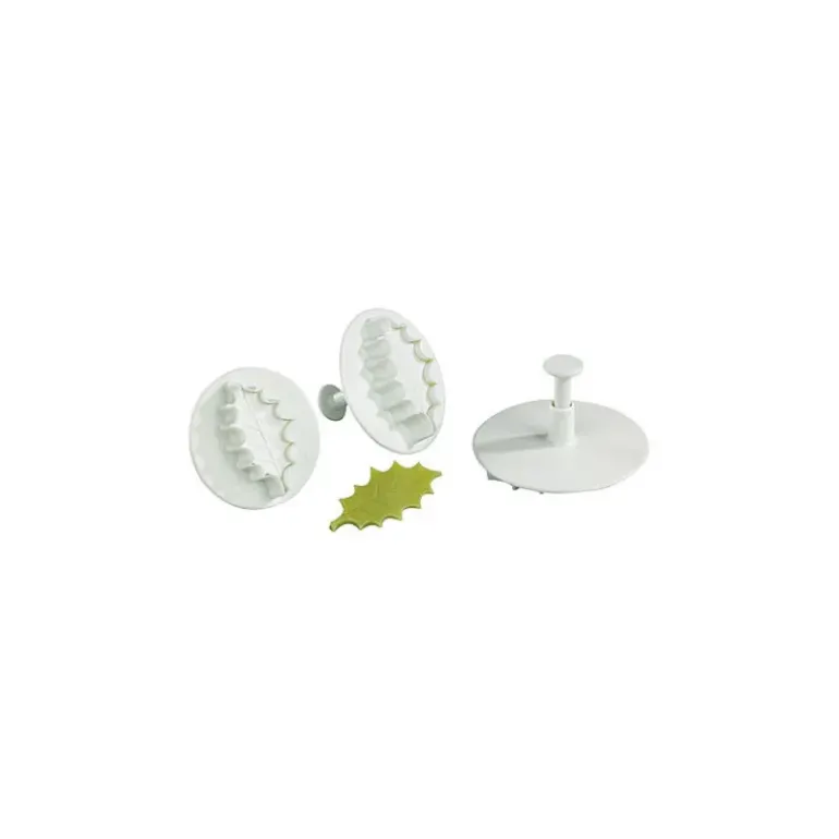 3 Découpoirs Grande Feuille de Houx à Poussoir