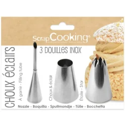3 Douilles Pâtissières pour Choux et Eclairs Scrapcooking