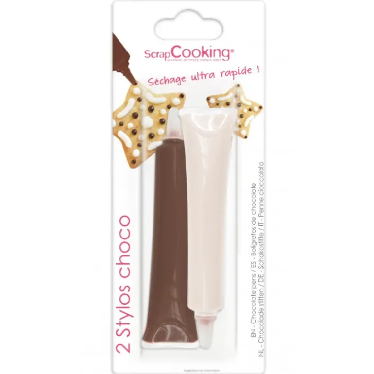 2 Stylos Chocolat Blanc et Chocolat au Lait 25g Scrapcooking