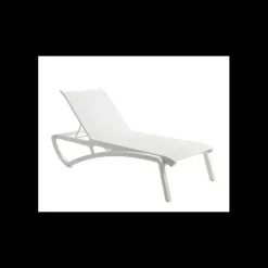 Bain de Soleil en Polypropylène Blanc Glacier Toile Blanche Sunset Grosfillex
