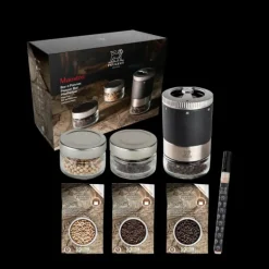 Bar à poivre Maestro avec Moulin, Réservoirs et 3 poivres Peugeot