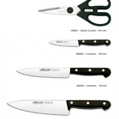 Bloc à Couteaux 4 pièces (3 Couteaux + Ciseaux) UNIVERSAL Noir Arcos