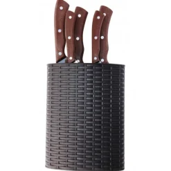Bloc à Couteaux Tressé + 5 Couteaux Lebrun