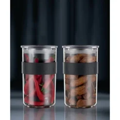 Bocal Plastique 1 L avec Couvercle (x2) PRESSO Bodum