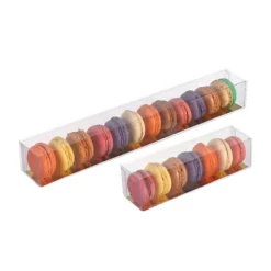 Boîte 9 Macarons Transparente Fond Or 24 cm