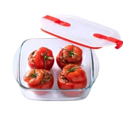 Boîte de Conservation en Verre Carrée 20 x 17 cm 1 L Cook & Heat Pyrex