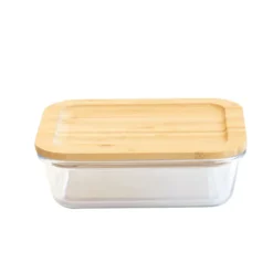 Boîte de Conservation en Verre et Bambou Rectangle 1520 ml Pebbly