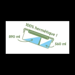 Boîte de Conservation en Verre avec Compartiments Rectangle 1450 ml Pebbly