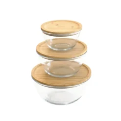 Boîte de Conservation en Verre et Bambou Rond 770 ml Pebbly