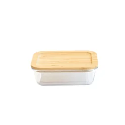 Boîte de Conservation en Verre et Bambou Rectangle 640 ml Pebbly