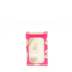 Bougie anniversaire chiffre 4 blanche avec filet doré