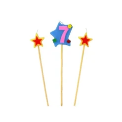 Bougie Chiffre 7 avec 2 bougies étoiles Gatodéco