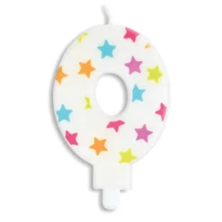 Bougie Chiffre 0 Blanche à Etoiles Multicolores Scrapcooking