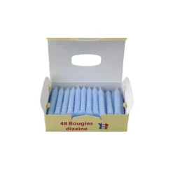 Bougies d'anniversaire torsadées bleues (x48)