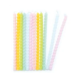 Bougies Longues Torsadées Pastel 12 cm (x12) Scrapcooking