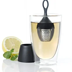 Boule à Thé avec Support Noir Ø 4 cm x H 12,5 cm AdHoc