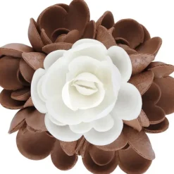 Bouquet Fleur Azyme 10 cm Blanc et Marron 5 cm (x6) Florensuc