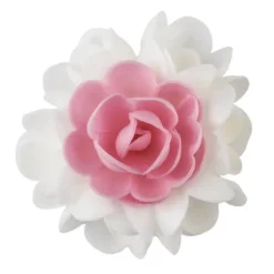 Bouquet Fleur Azyme 10 cm Rose et Blanc 5 cm (x6) Florensuc
