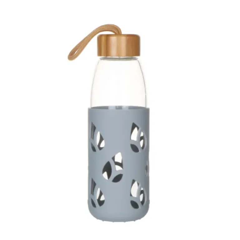Bouteille en Verre avec Protection Silicone Gris 55 cl Pebbly