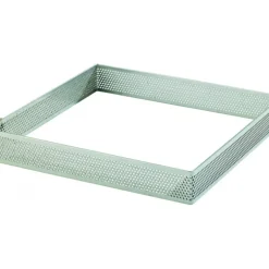 Cadre à Tarte Carré Inox Perforé 20 cm H.2 cm