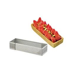 Cadre à Tarte Rectangle Inox Perforé 20x7 cm H.2 cm