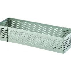 Cadre à Tarte Rectangle Inox Perforé 12x4 cm H.2 cm