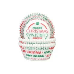 Caissette à Cupcake Merry Christmas Vert et Rouge Ø 5 cm (x50) House of Marie