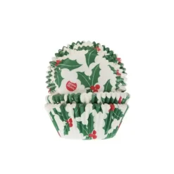 Caissette Cupcake Houx de Noël House of Marie (x50)