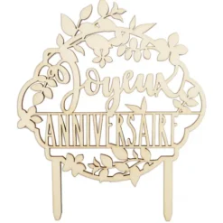 Cake Topper Bois Joyeux Anniversaire 12,9 cm Scrapcooking