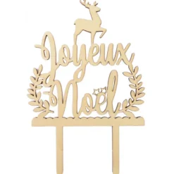 Cake Topper Bois Joyeux Noël 13cm Scrapcooking