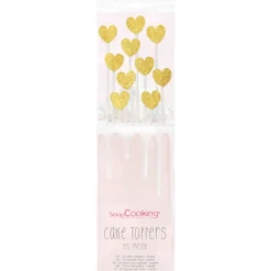 Cake Topper long 20 cm cœur doré (x10) ScrapCooking