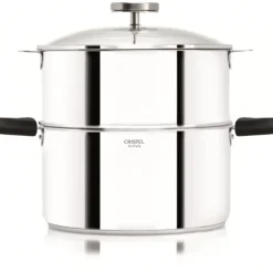 Casserole et Cuit Vapeur Inox Ø 24 cm Anses Mutine Noir Biome Cristel