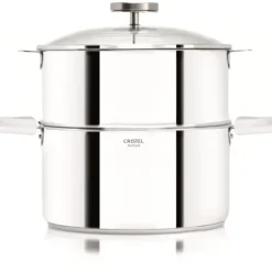 Casserole et Cuit Vapeur Inox Ø 24 cm Anses Mutine Blanc Biome Cristel