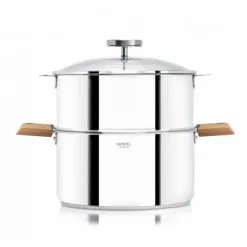 Casserole et Cuit Vapeur Inox Ø 24 cm Anses Hêtre Biome Cristel