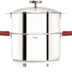 Casserole et Cuit Vapeur Inox Ø 24 cm Anses Mutine Framboise Biome Cristel