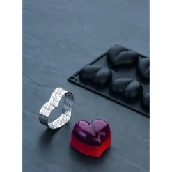 Cercle à Tarte Coeur Inox Micro-perforé 7,5 x 7 cm x H 2 cm Pavoni