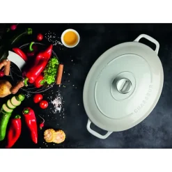 Cocotte en Fonte Ovale 33 cm Macadamia Chasseur