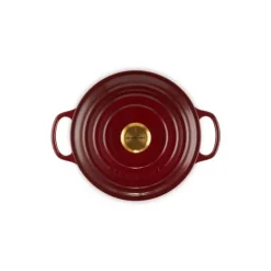 Cocotte en Fonte Ronde 24 cm Garnet Bouton Doré Le Creuset Signature