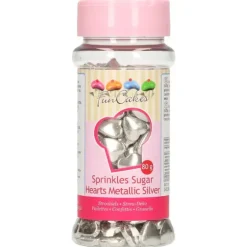 Coeurs en sucre Argenté 80g Funcakes