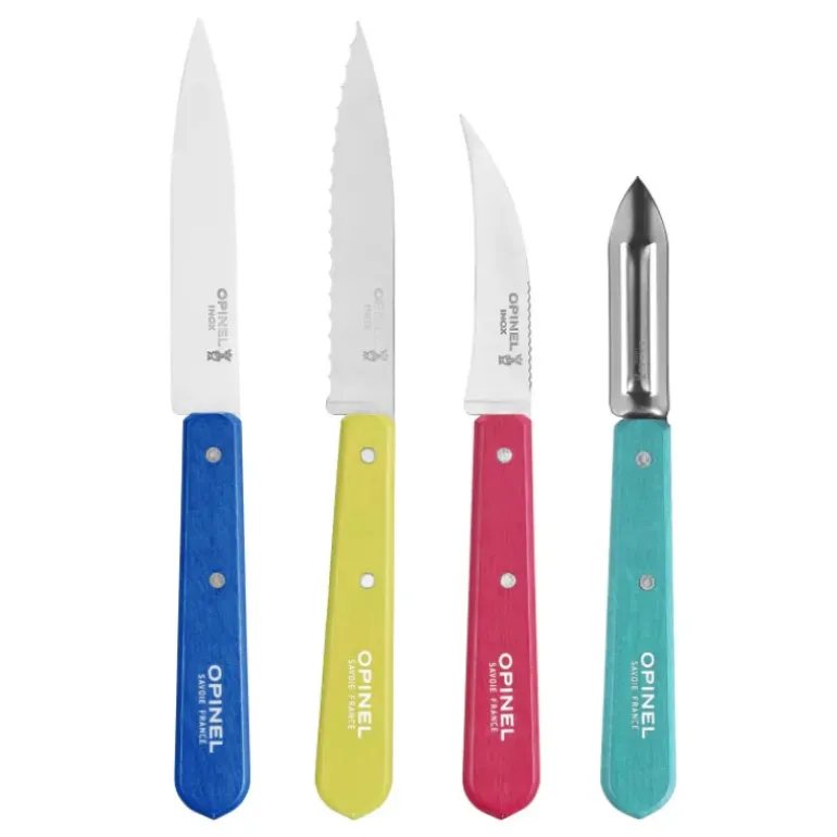Coffret 3 Couteaux de Cuisine et un Eplucheur Pop 80 Les Essentiels Opinel