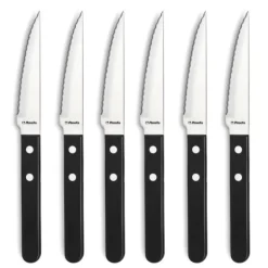 Coffret 6 Couteaux Steak Pizza Noir 21,5 cm Amefa