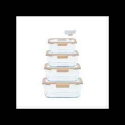 Coffret de 4 Boîtes de Conservation en Verre et Pompe de Mise Sous-Vide Pebbly