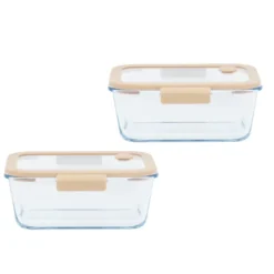 Coffret de 2 Boîtes de Conservation en Verre et Pompe de Mise Sous-Vide Pebbly