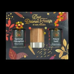Coffret Poivres Festifs avec Tête de Moulin Un Jour Une Epice
