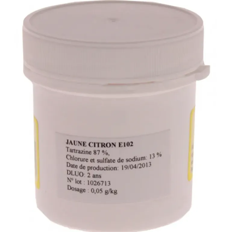 Colorant alimentaire Jaune Citron E102 Poudre Hydrosoluble 20g