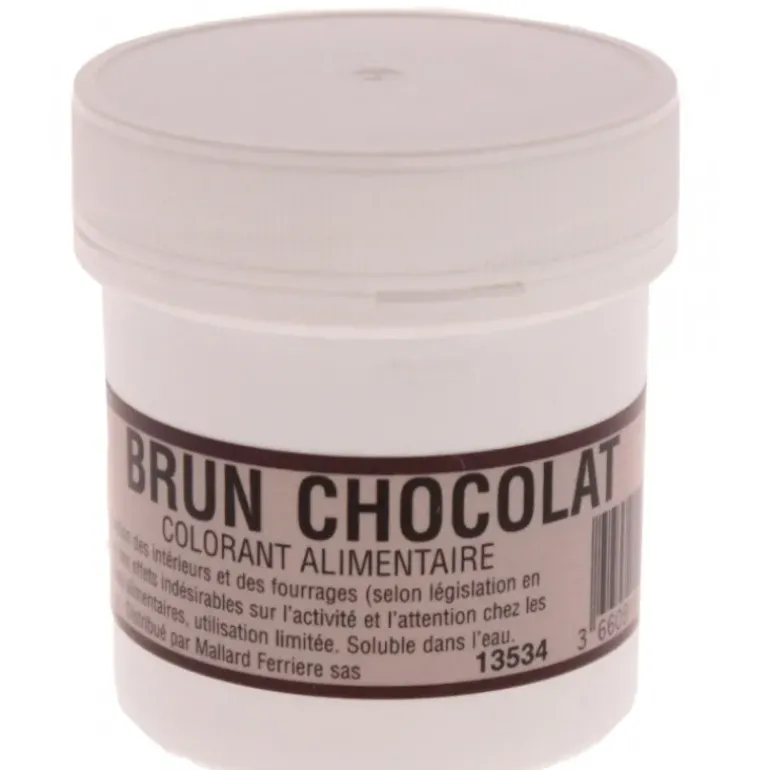 Colorant alimentaire Marron Brun Chocolat E102/E129/E151 Poudre Hydrosoluble 20g