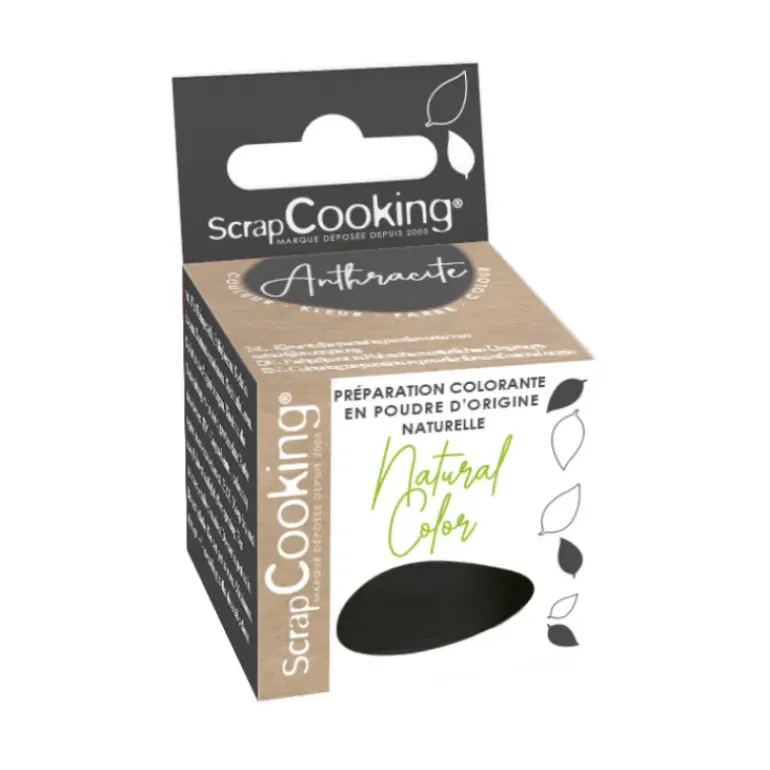 Colorant Alimentaire Naturel en Poudre Noir Anthracite 3g Scrapcooking