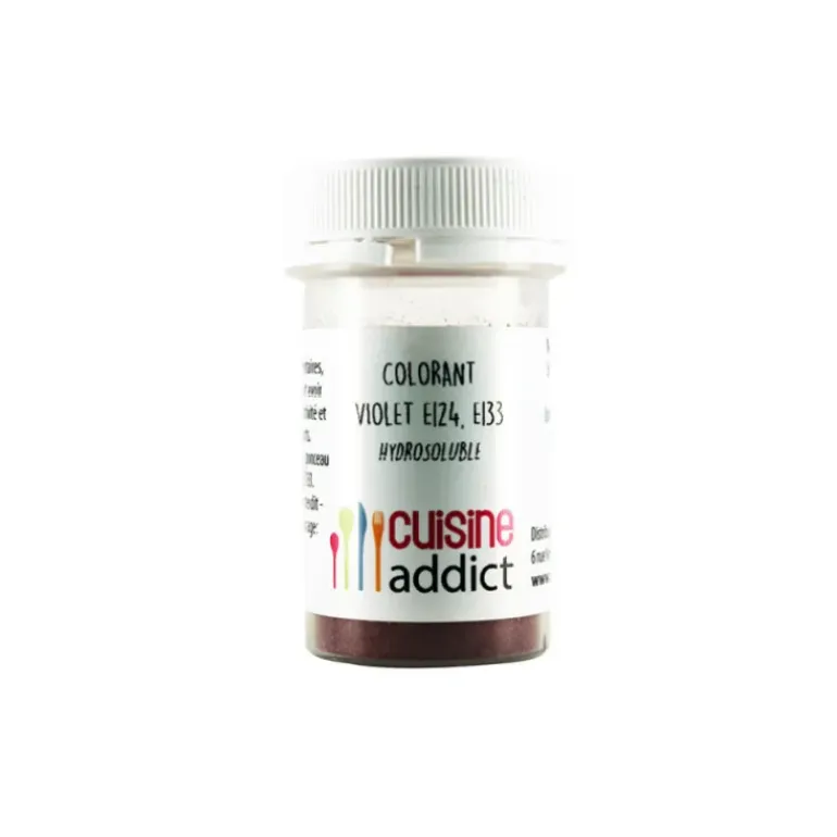 Colorant alimentaire Violet E124/E133 10g Poudre Hydrosoluble Cuisineaddict